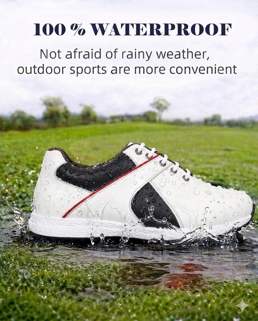 HITCARO Men Genuine Leather Lace-up Professional 100% Waterproof Premium Gold Golf Shoes view 6