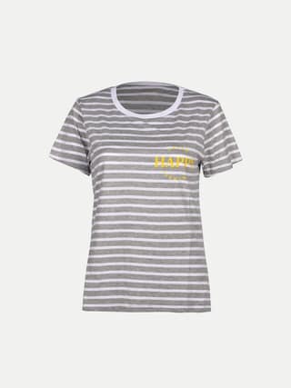 Women White / Grey Striper Half Sleeve T-shirt