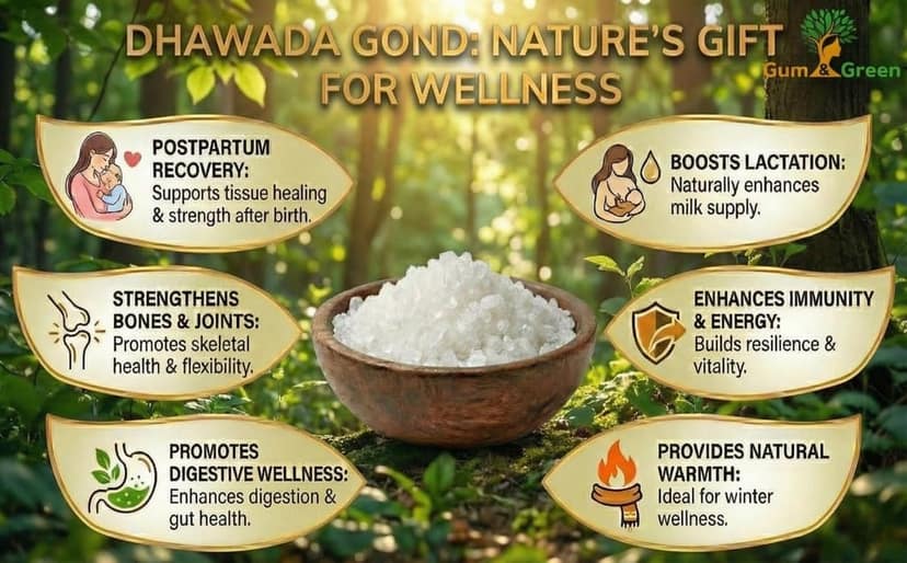 Gum & Green Dhawada Gond (Anogeissus Latifolia Gum) | Rare Ayurvedic Resin for Immunity & Recovery | 100% Pure & Edible | Ideal for Gond Laddu & Postpartum Recovery | FSSAI Certified | Since 1974 |250g view 3