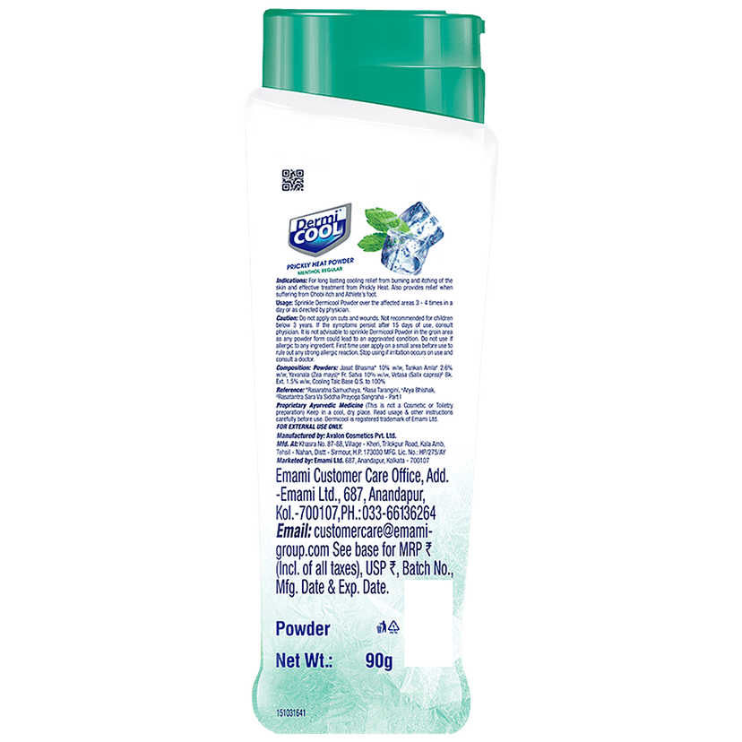 Dermi Cool Prickly Heat Powder Menthol Regular, 90G view 2