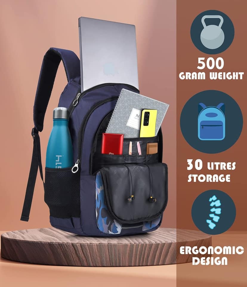 LOOKMUSTER Lookmuster30 Ltrs Large Laptop Backpack With 3 Compartments, Water Resistant view 5