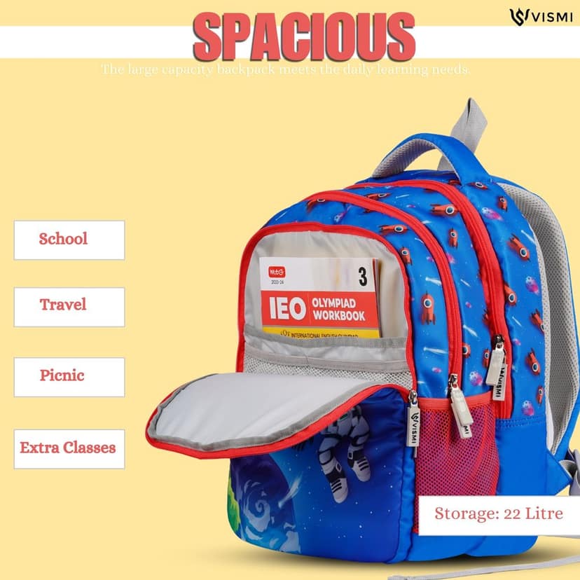 VISMIINTREND School Backpack Bags for Kids | School Bags | Water Resistant | Casual | Picnic | Travel | 5 to 10 Years School Backpack | Bag for Boys | Girls view 5
