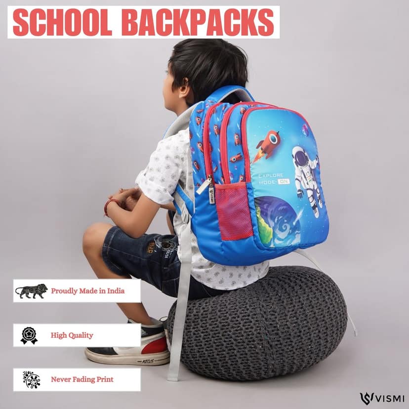 VISMIINTREND School Backpack Bags for Kids | School Bags | Water Resistant | Casual | Picnic | Travel | 5 to 10 Years School Backpack | Bag for Boys | Girls view 7