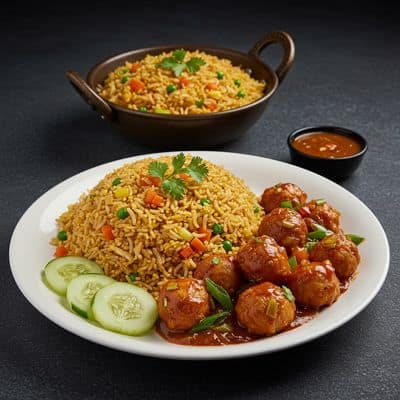 Veg Fried Rice + Veg Manchurian