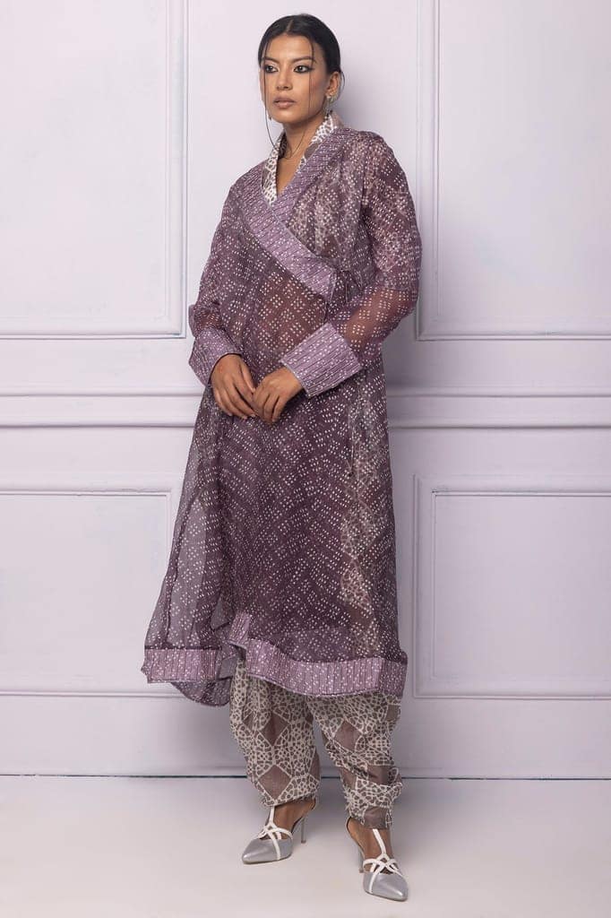 Purple Printed Angrakha view 2