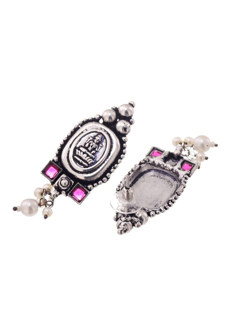 Oxidised Silver Plated Red stone studded Choker Necklace Jewellery Set view 6
