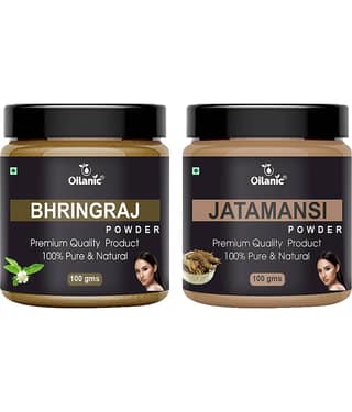 Oilanic 100% Pure Bhringraj Powder & Jatamansi Powder For Skin Hair Mask 200 g Pack of 2