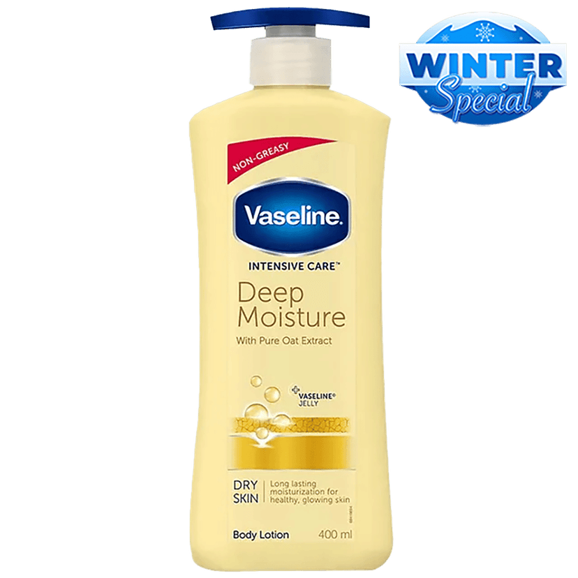 Vaseline Intensive Care Deep Moisture Body Lotion - Dry Skin, With Pure Oat Extract, Long Lasting Moisturisation, 400 Ml