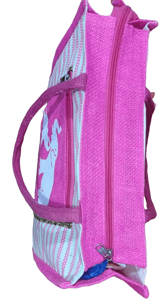 Striped Canvas Tote Bag with Elephant Applique view 2