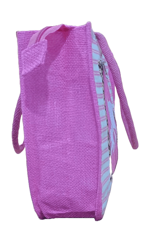 Striped Canvas Tote Bag with Elephant Applique view 3