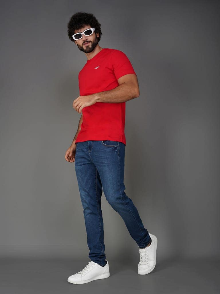 Men's Casual Cotton Jersey Tee Red view 5