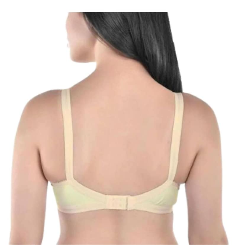FASHION BONES Women's Cotton Cross Bra | Full Coverage, Non-Padded | Daily Use Cotton Bra | White & Beige | Combo (Pack of 2) view 3