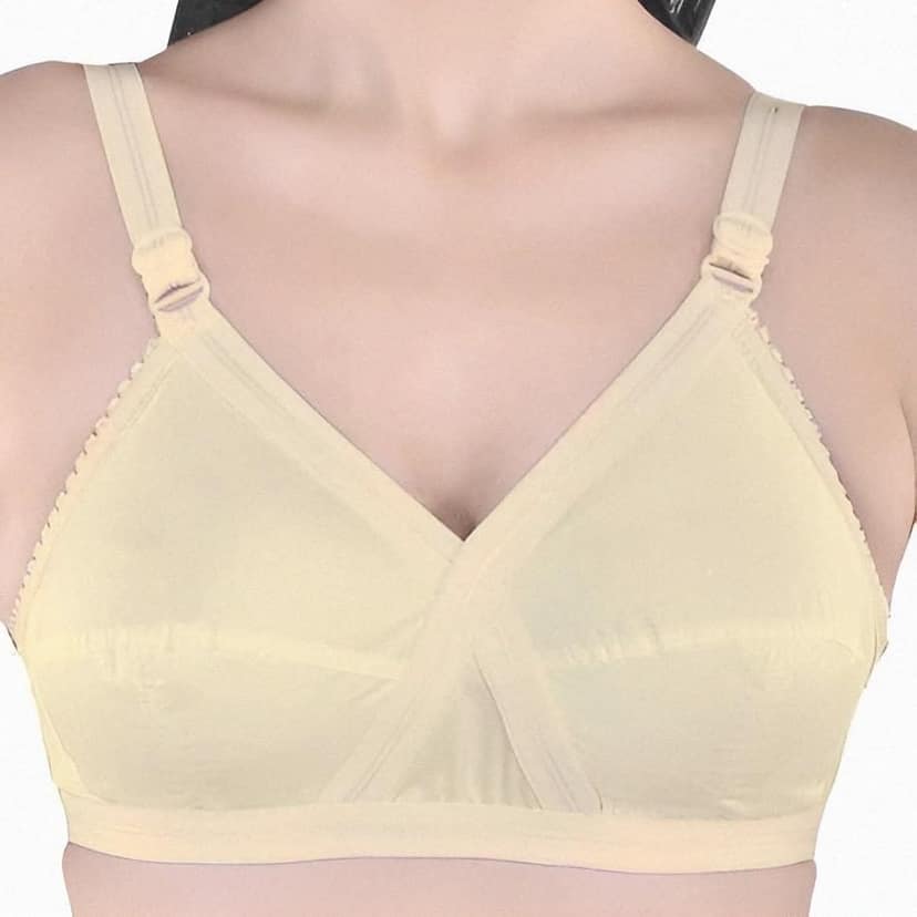 FASHION BONES Women's Cotton Cross Bra | Full Coverage, Non-Padded | Daily Use Cotton Bra | White & Beige | Combo (Pack of 2) view 4