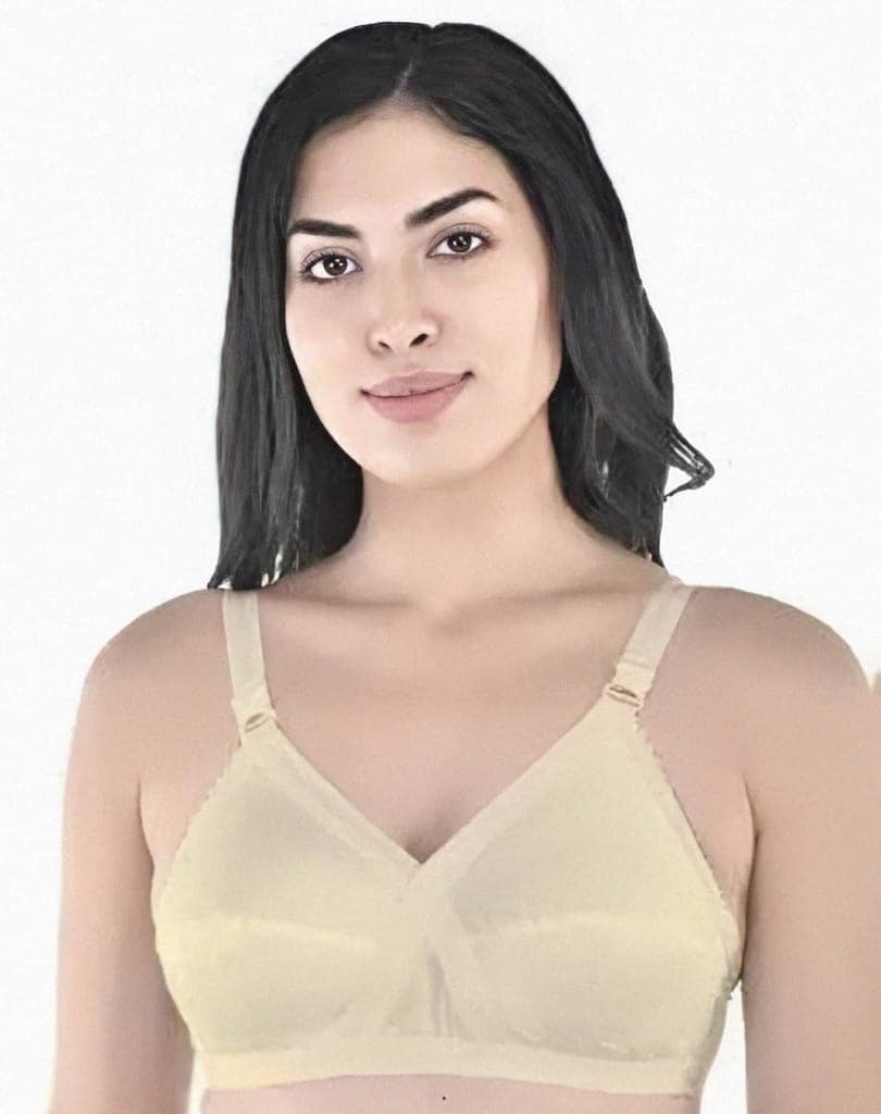 FASHION BONES Women's Cotton Cross Bra | Full Coverage, Non-Padded | Daily Use Cotton Bra | White & Beige | Combo (Pack of 2) view 6