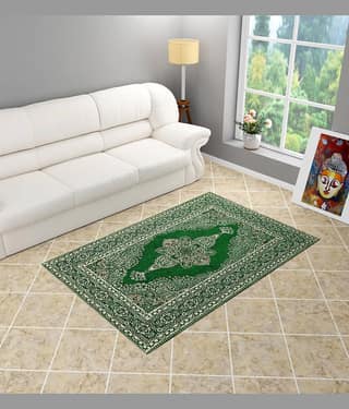 FURNISING HUT Brown Velvet Carpet Geometrical 3x5 Ft