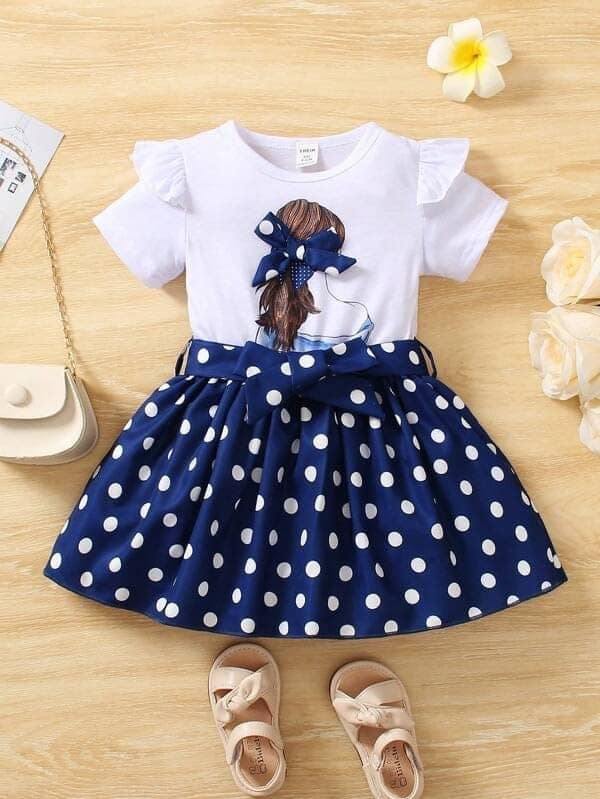 Buy & Try Bali Lycra Fabrick Printed Girl Frock Dress view 3