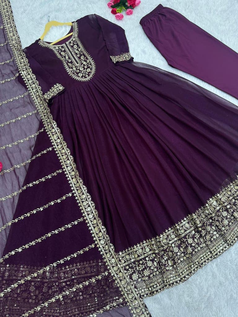 Purple Ready to wear indian salwar kameez Dupatta for women anarkali designer pakistani dresses Festival 3 piece view 9