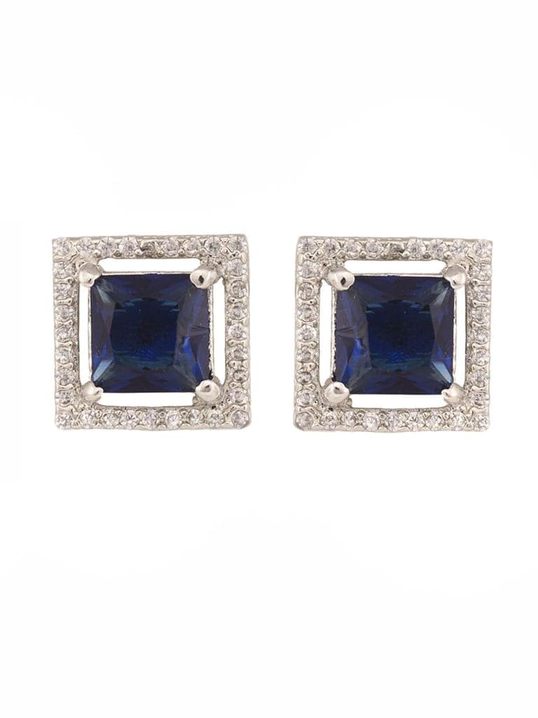 Blue Square Studs Earrings view 3