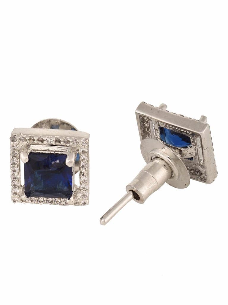 Blue Square Studs Earrings view 4
