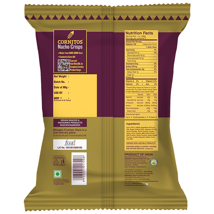 Cornitos Sizzlin Jalapeno Nacho Chips, 150 G Pouch view 2