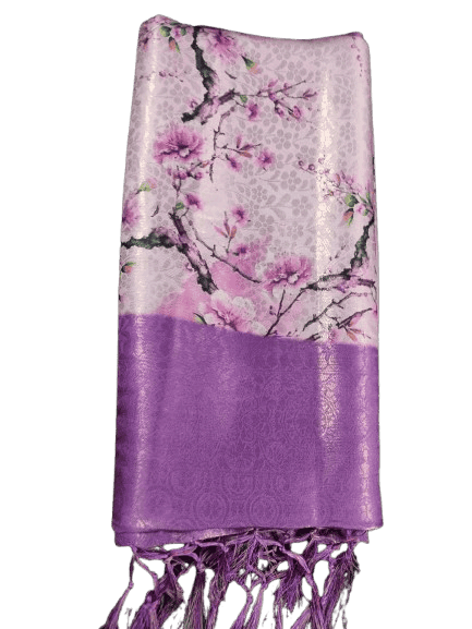 Purple Women's Lightweight Floral Print saree