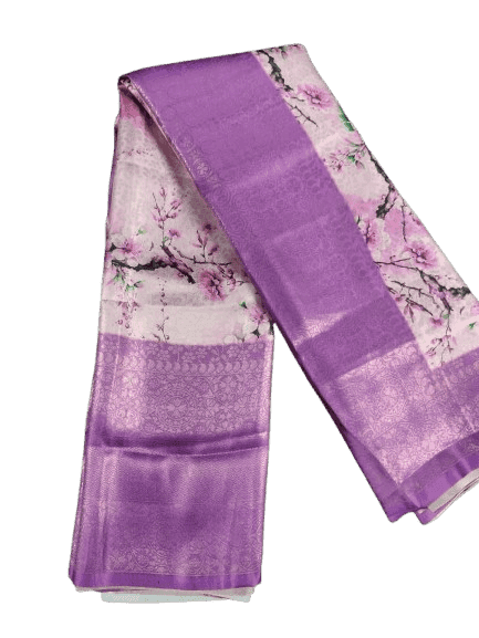 Purple Women's Lightweight Floral Print saree view 2
