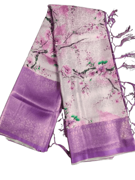 Purple Women's Lightweight Floral Print saree view 3