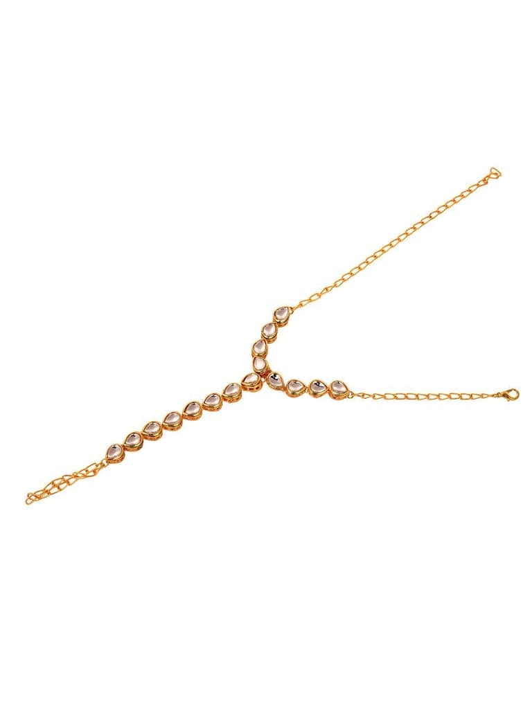Gold Plated Kundan studded Ring Bracelet view 6
