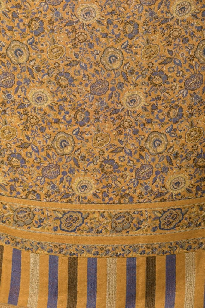 Butterscotch Jamawar Shawl with Woven Flowers in Multicolored Thread view 5