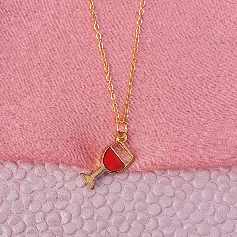 Rack Jack Y2K Charm Pendant Necklace - Wine Glass - Gold Chain view 3