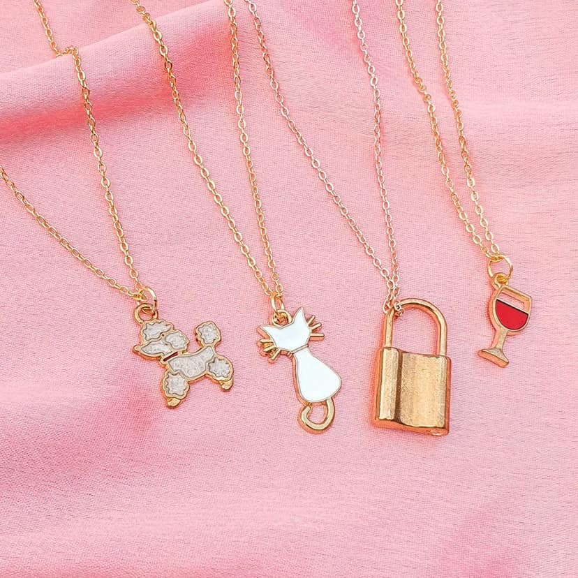 Rack Jack Y2K Charm Pendant Necklace - Wine Glass - Gold Chain view 6