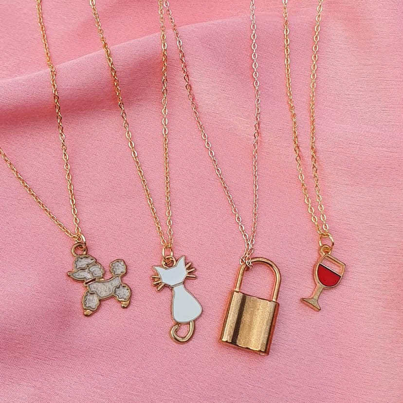 Rack Jack Y2K Charm Pendant Necklace - Wine Glass - Gold Chain view 7