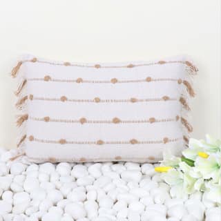 Indihomecraft Handicraft Cotton Cushion Cover | Hand Stitched Embroidery | Decorative Boho Cushion Cover for Sofa Couch Swing Chair Living Room & Bedroom 14 x 20 Inches, Pack of 1