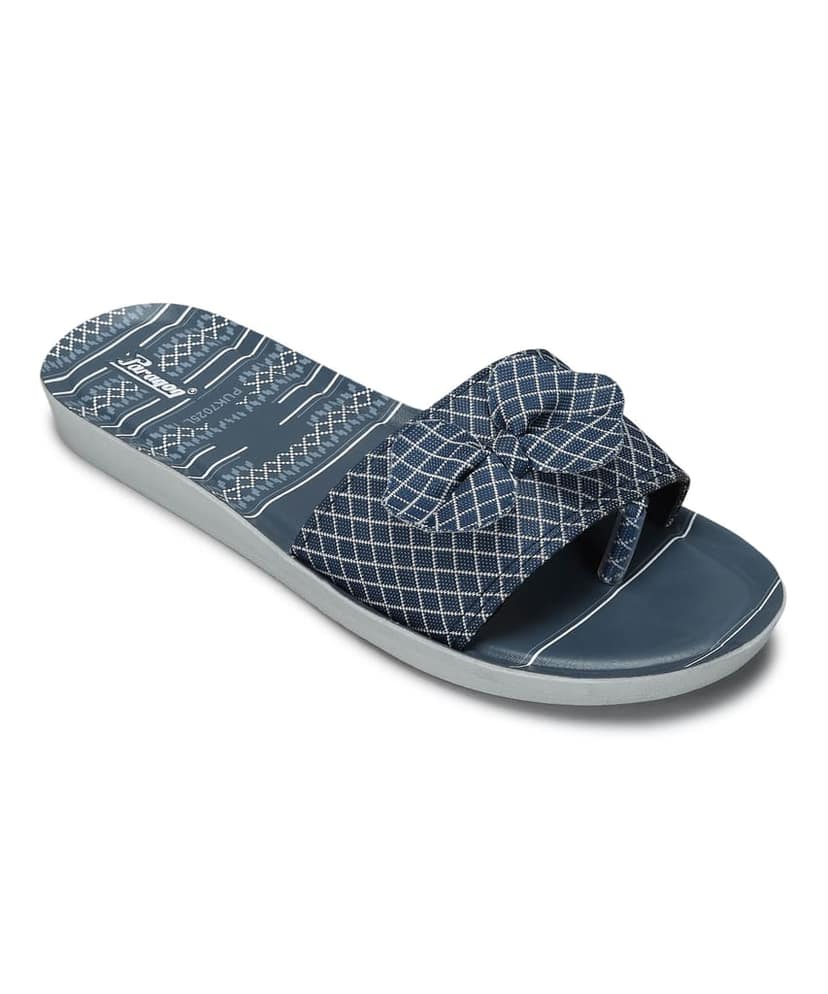 Paragon Women's Blue-Grey Sliders with Anti-skid Cushioned Sole for Everyday Use