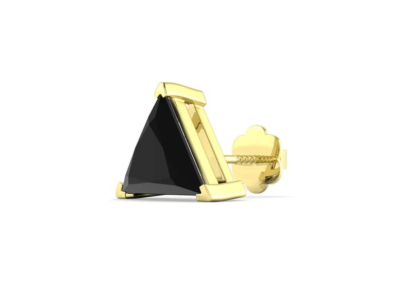 Black Triangle Solitaire Men's Ear Stud (1 Pc Only) view 2