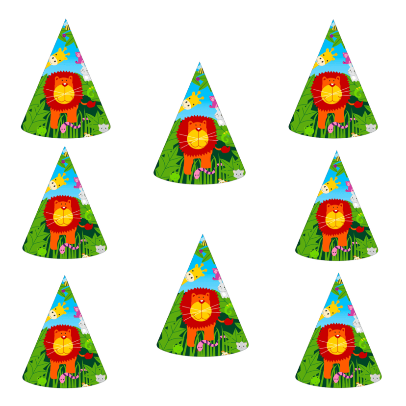Jungle Animal Party Hats - 8PC view 2