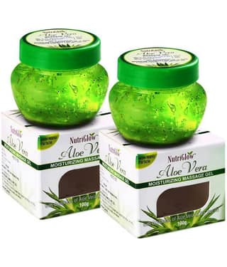 NutriGlow Aloe Vera Gel Great for Face, Hair, Acne, Sunburn, Glowing and Radiant Skin, Hydrating Gel, Each 100gm (Pack of 2)