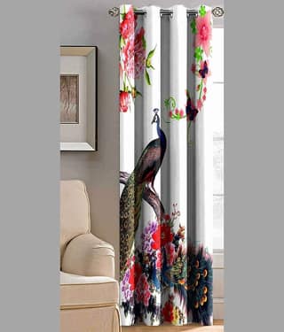 BELLA TRUE Birds Room Darkening Eyelet Curtain 5 ft ( Pack of 1 ) - Multicolor