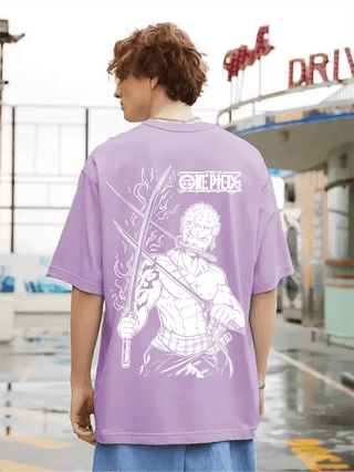 SCOTT FINCHER Men's One Piece Roronoa Zoro T-ShirtOne Piece Anime T-ShirtRoronoa Zoro T-ShirtOne Piece T-ShirtAnime T-ShirtZoro T-Shirt : AA(ARN)LAVANDER_137