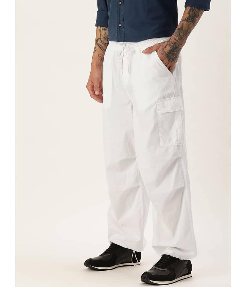 Bene Kleed Unisex Parachute Fit Cotton Cargos Trousers view 3