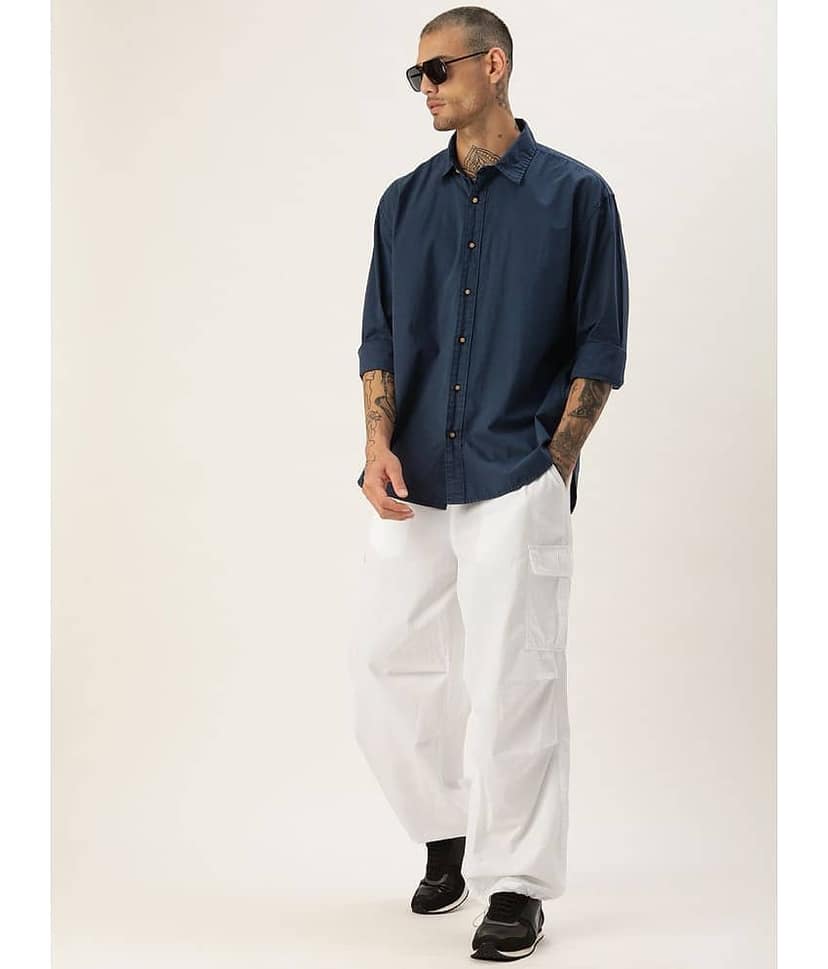 Bene Kleed Unisex Parachute Fit Cotton Cargos Trousers view 5