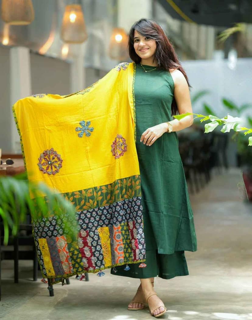 Handloom Cotton A Line Kurta Set