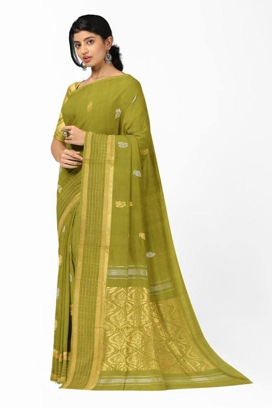APCO Handloom - Women's Rahajmundry Pure Cotton Handloom Saree (Green) view 2