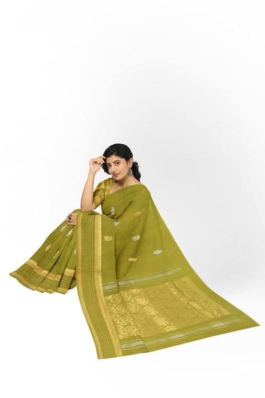APCO Handloom - Women's Rahajmundry Pure Cotton Handloom Saree (Green) view 4