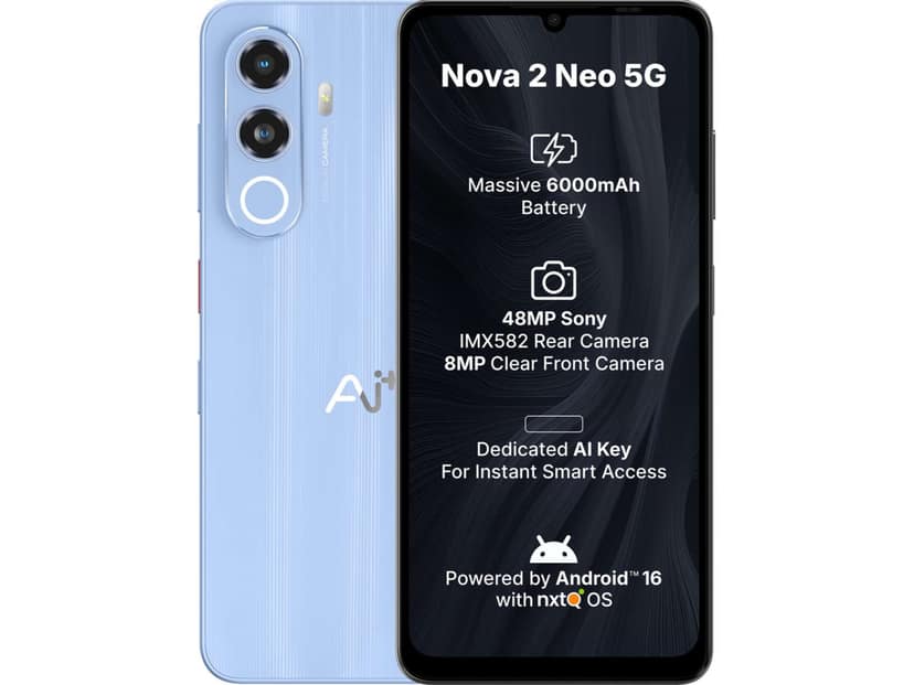 Ai+ Nova 2 Neo 5G Smartphone, 4GB RAM, 128GB Storage - Blue