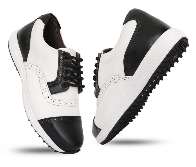 HITCARO® Men's Genuine Leather Lace-up Professional 100% Waterproof Premium Gold Golf Shoes PR-5407