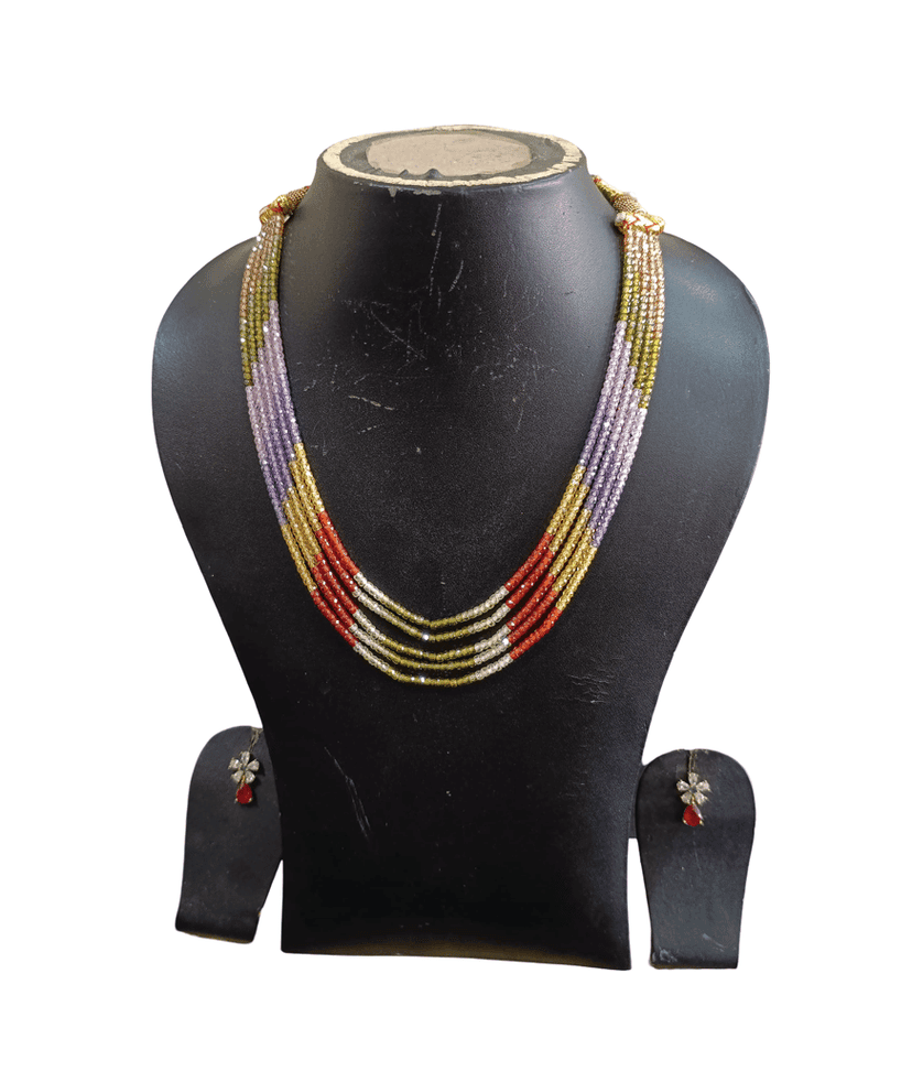 Multi-Strand Gemstone Necklace - Colorful Statement Jewelry view 2