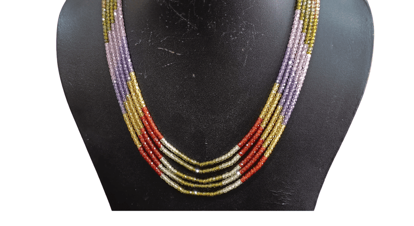 Multi-Strand Gemstone Necklace - Colorful Statement Jewelry view 3