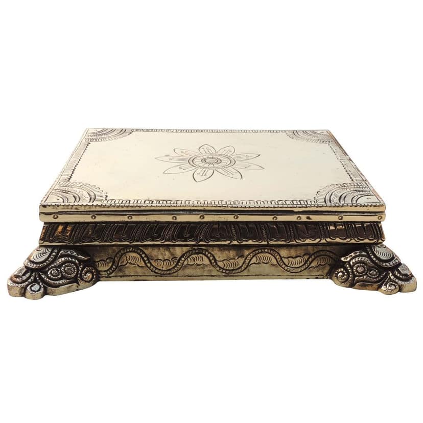 Brass Heavy Chowki for God Idol - Premium Showpiece Stand, Length : 10.5 Inch (BSMAS1376 D) view 2