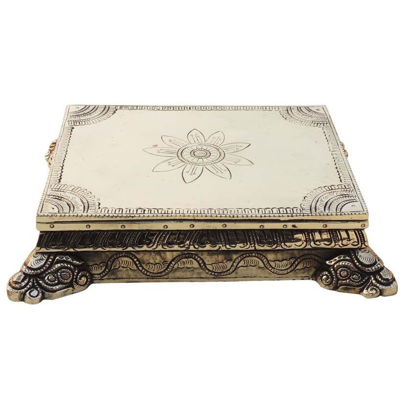 Brass Heavy Chowki for God Idol - Premium Showpiece Stand, Length : 10.5 Inch (BSMAS1376 D) view 3